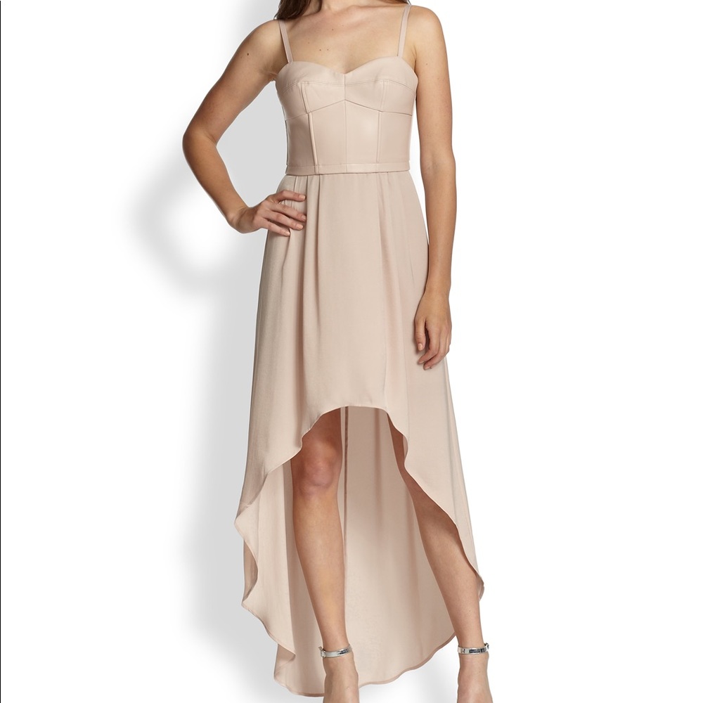 BCBC Max Azria bustier high low dress in pink